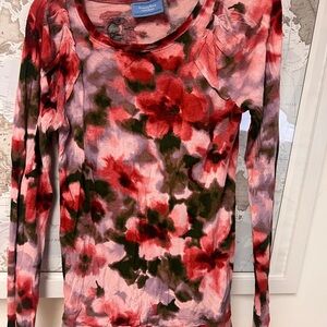 Simply Vera Vera Wang Floral Watercolor Long Sleeve Top in Pink and Red
